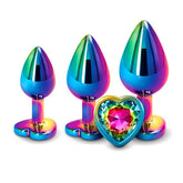 Adam & Eve Rainbow Heart Shape Metal Anal Plug Set Butt Plugs